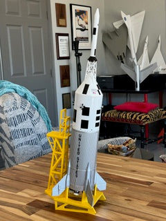 Display stand for the Estes 1/45 scale Little Joe II kit.